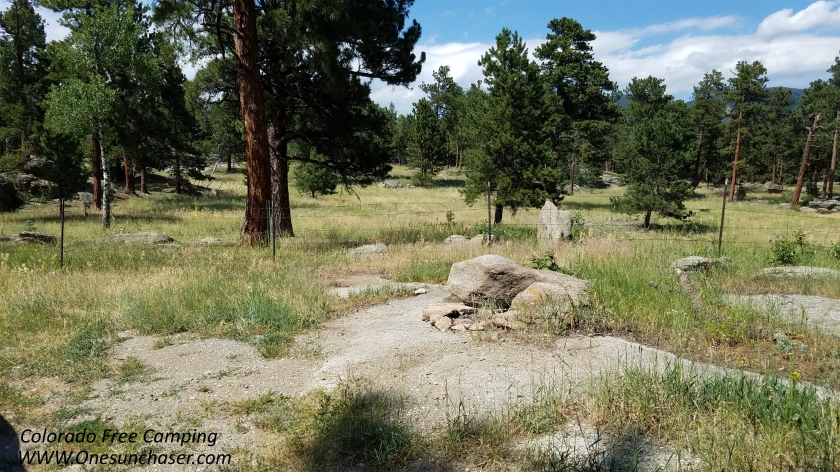 This is one of the free campsites at mount evans state wildlife area, featured in Colorado Free Camping.
